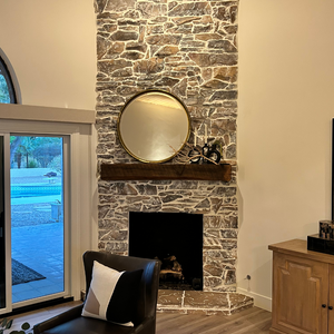 Stone fireplace